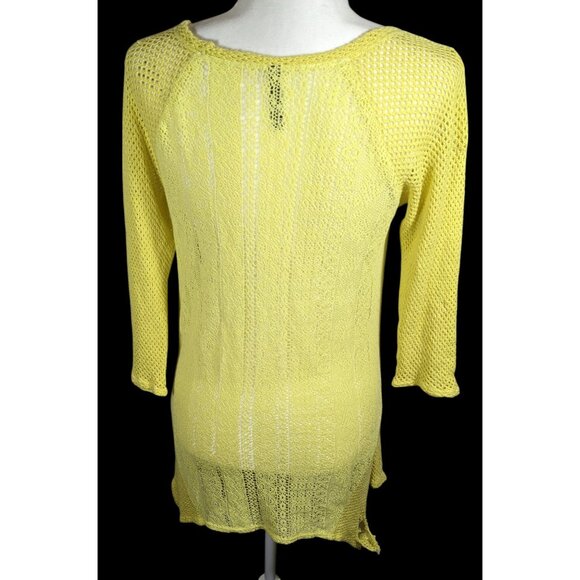XCVI Summery Yellow Asymmetrical Crochet Swim Coverup - Picture 2 of 10